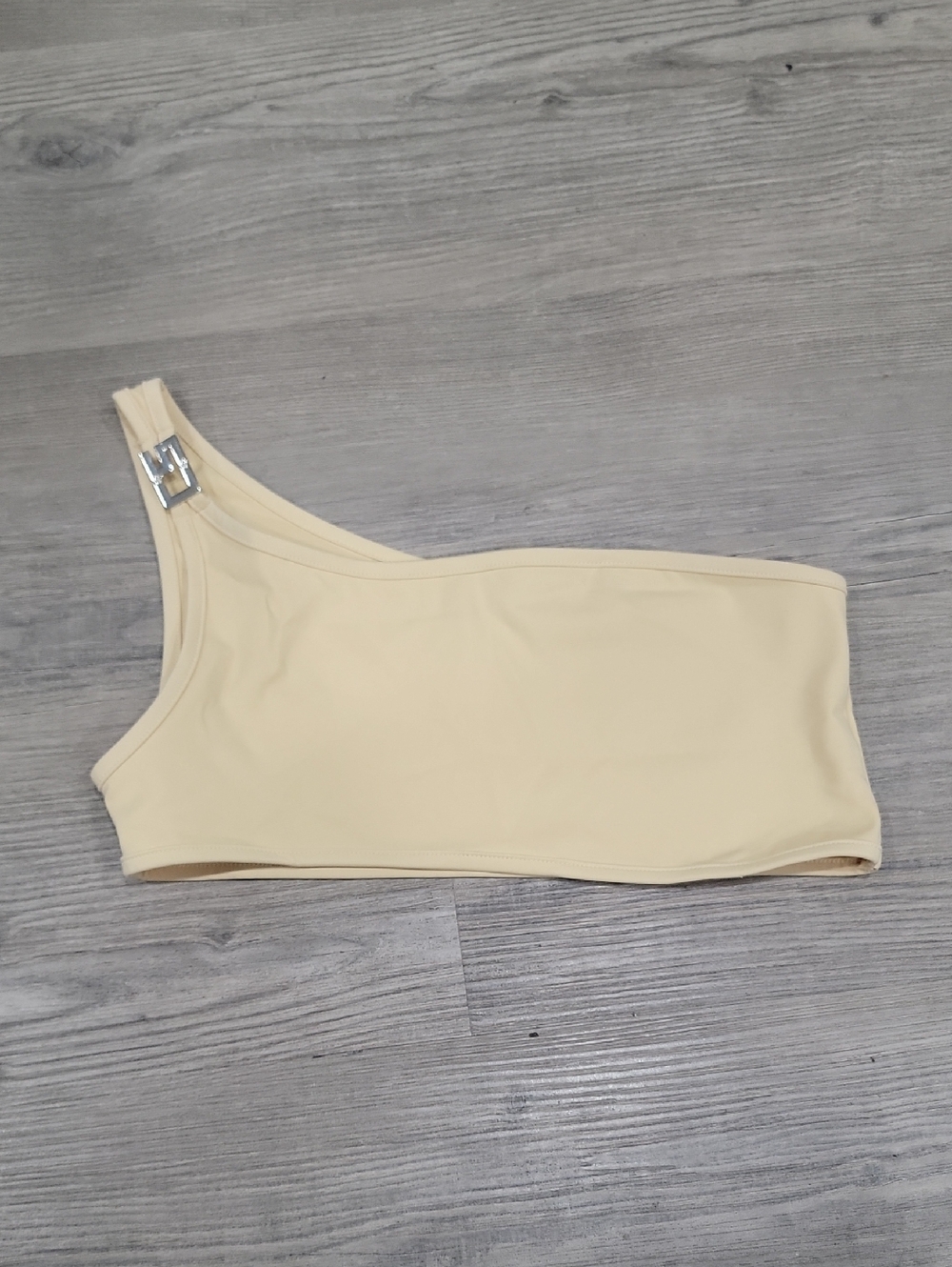 One-Shoulder Cream Crop Top - Unbranded